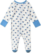 Baby Footed Pajamas with Mittens Rayon from Bamboo 2pcs Newborn Infant 2-way - Image 5