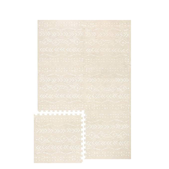 Baby Play Mat for Floor – 4x6ft Beige | Soft Non Toxic Premium EVA Foam Tiles by LillefolkKids