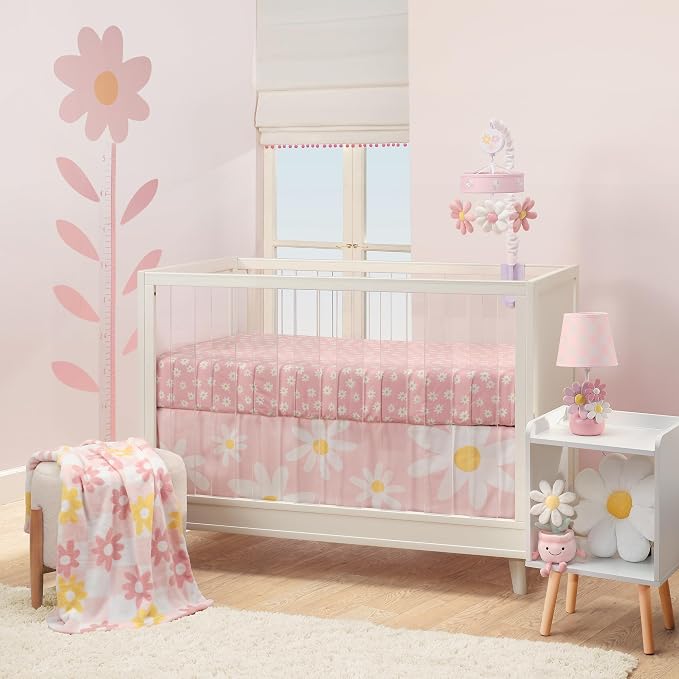 Lambs & Ivy Daisy Dreams Pink/White Musical Baby Crib Mobile Soother Toy - Image 7