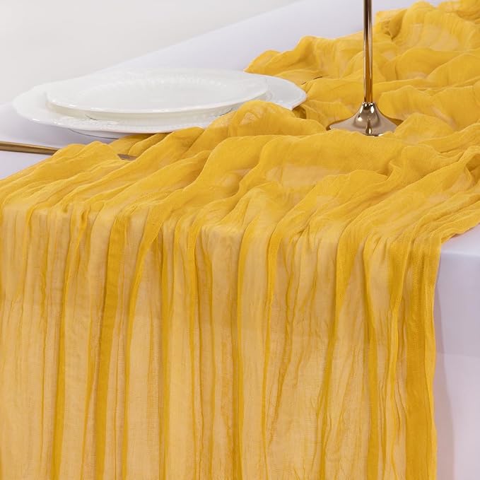 Socomi Gold Yellow Table Runner Spring Easter Cheesecloth Table Runner 170 inch by Socomi