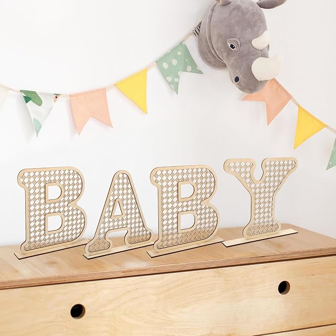 4 Pcs Rattan Wood Baby Letters - Image 3
