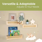 Rattan Wall Shelf – 3 Pack, 16 Inch Floating Shelves - Image 8