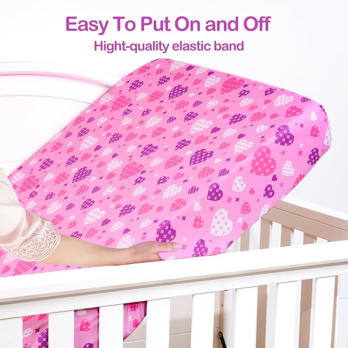 UOMNY Crib Sheet Heart Fitted Crib Sheets Baby Sheet - Image 4