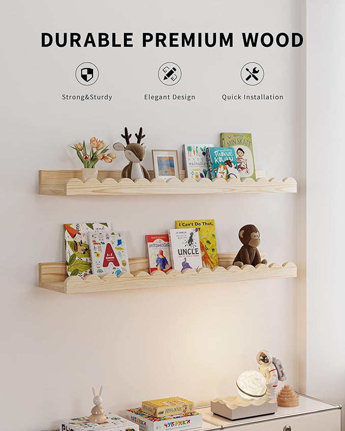 Nursery Book Shelves, Scalloped Shelves, Wall Book Shelves - Image 3