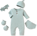 Aalizzwell Newborn Baby Ribbed Romper by Aalizzwell