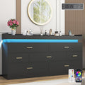 7 Drawer Dresser with LED Light and Charging Station, Wide Drawer Organizer by Hlivelood