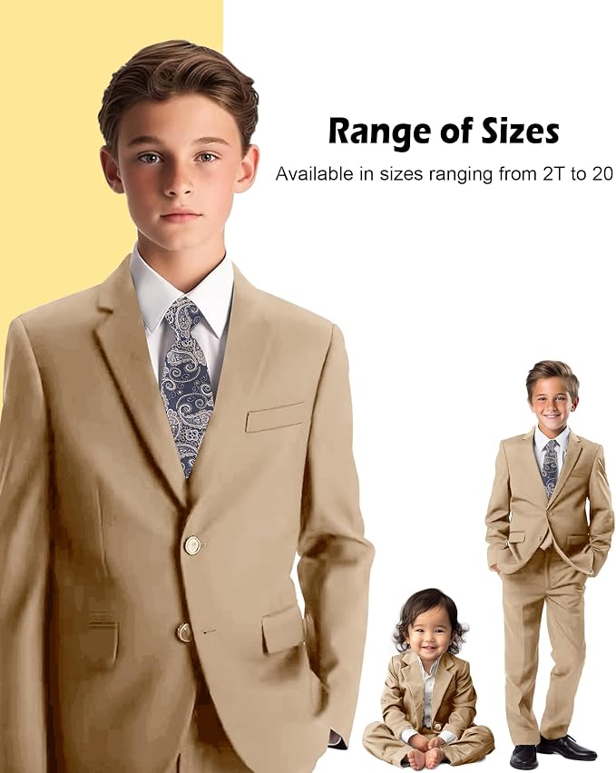 Boys’ Formal Suit 5 Piece Set, Toddler Tuxedos - Image 3