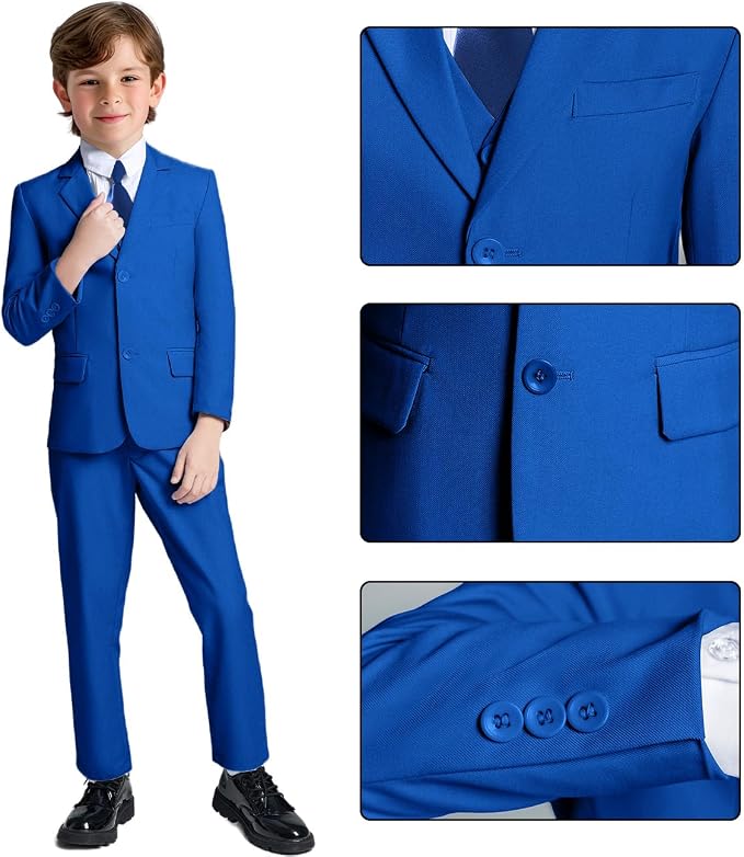 Boys Suit for Kids Teens Formal 5 Piece Tuxedo Suit Set - Image 3