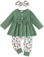 oklady Toddler Baby Girl Clothes Solid Color Ruffle Tops Floral Pants by Oklady