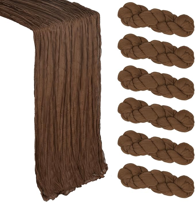 6 Pack Brown Fall Cheesecloth Table Runner 10Ft Gauze Cheese Cloth Table Runner by Heneger
