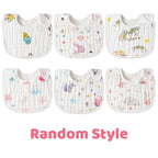 Zainpe 6Pcs Snap Muslin Cotton Baby Bibs Star Cat Rabbit Pattern Adjustable - Image 6
