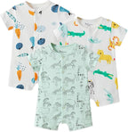 3-Pack 100% Cotton Baby Boy Rompers, 0-24Months Short Sleeve Toddler Romper by Thisisminicocos