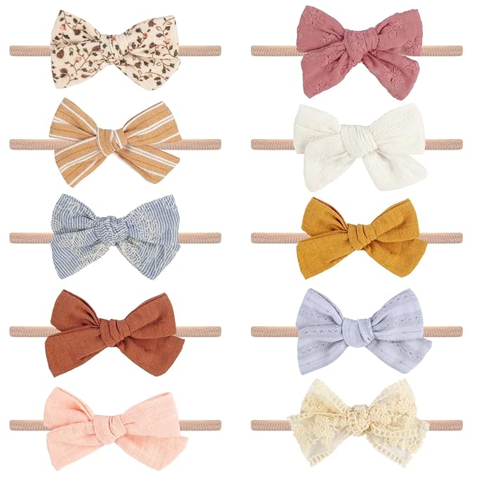Baby Girl Headbands and Bows, Newborn Infant Toddler Nylon Hairbands Hair by VISBL