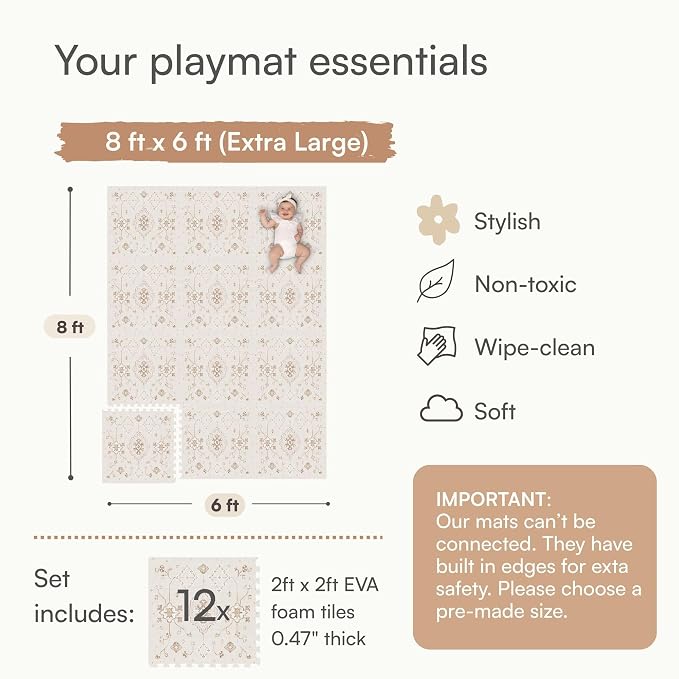 Lillefolk Baby Play Mat for Floor – 6x8ft Vintage Vanilla | Soft Non Toxic - Image 8