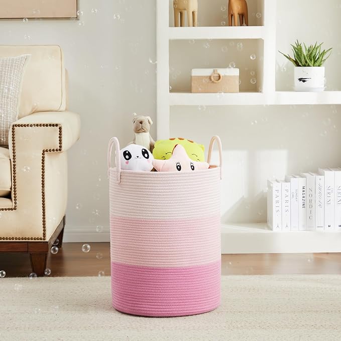 Fiona's magic Cotton Rope Laundry Hamper, Tall Woven Laundry Basket Storage - Image 2