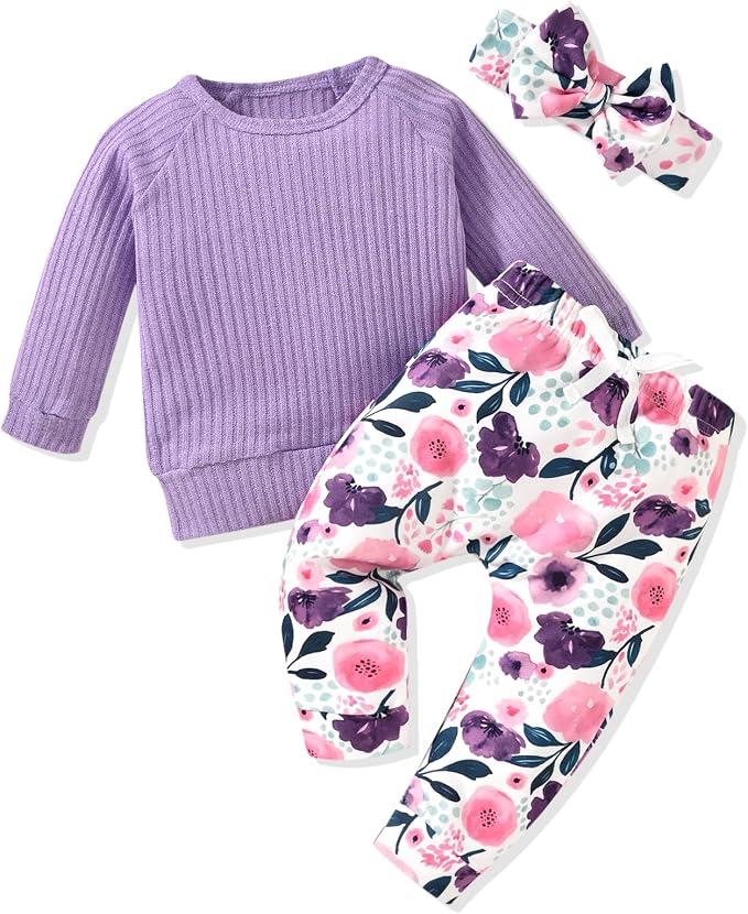 HINTINA Infant Baby Girl Knit Pullover Long Sleeve Sweater Outfits Fall Winter by HINTINA