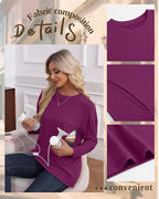 3 Pack Women's Nursing Breastfeeding Tops, Long Sleeve Maternity Shirts - Image 4