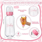 4 Sets Bottle Chug Baby Shower Games Juegos Para Plastic Baby Bottles Bibs - Image 2