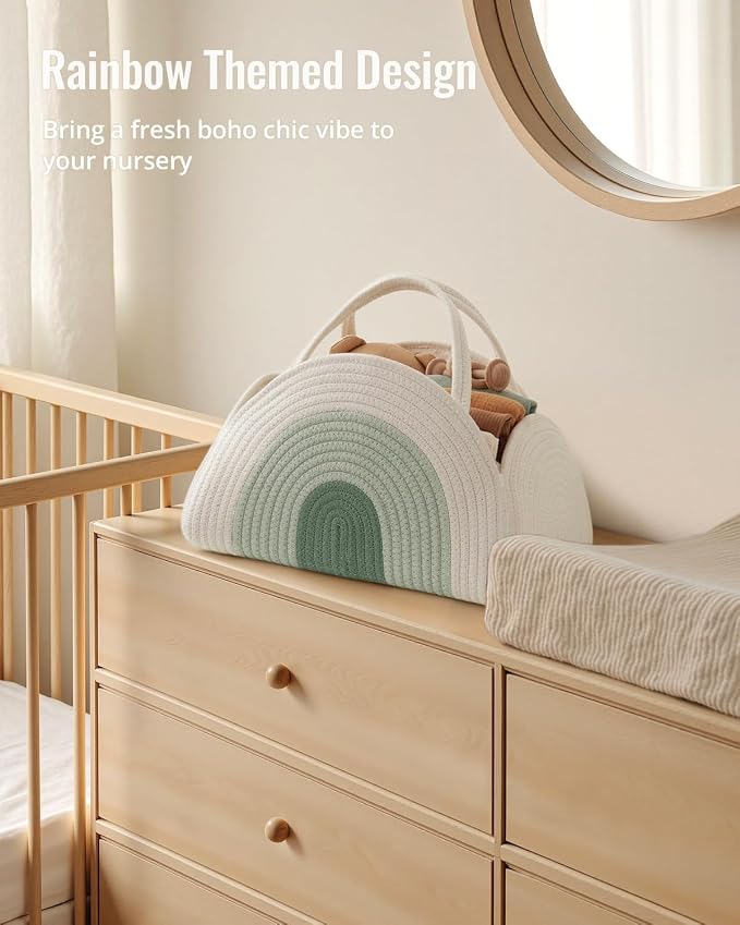 Blissful Diary Baby Diaper Caddy Organizer, Cotton Rope Diaper Caddy Basket - Image 6