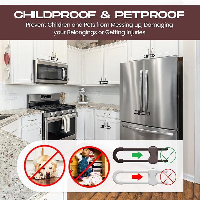 Jetec 10 Pieces Cabinet Locks for Babies, U-Shaped Proofing Drawers Safety - Image 2