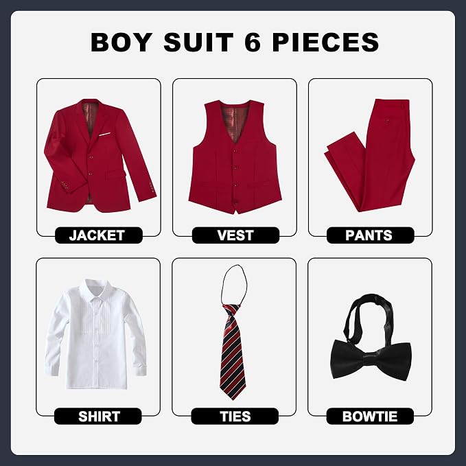 JPF Boy's Formal Suit Set Slim Fit Kids Tuxedo Suits - Image 2