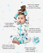 Bamboo Viscose Baby Convertible Footie Pajama, Zipper Pajamas - Image 3