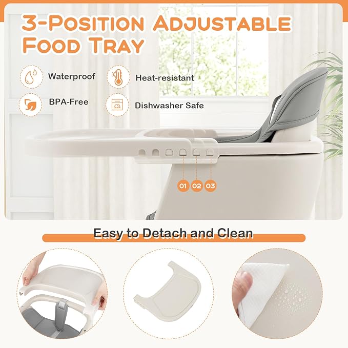 BABY JOY Convertible Baby High Chair, 3 in 1 Wooden Highchair/Booster/Chair - Image 3