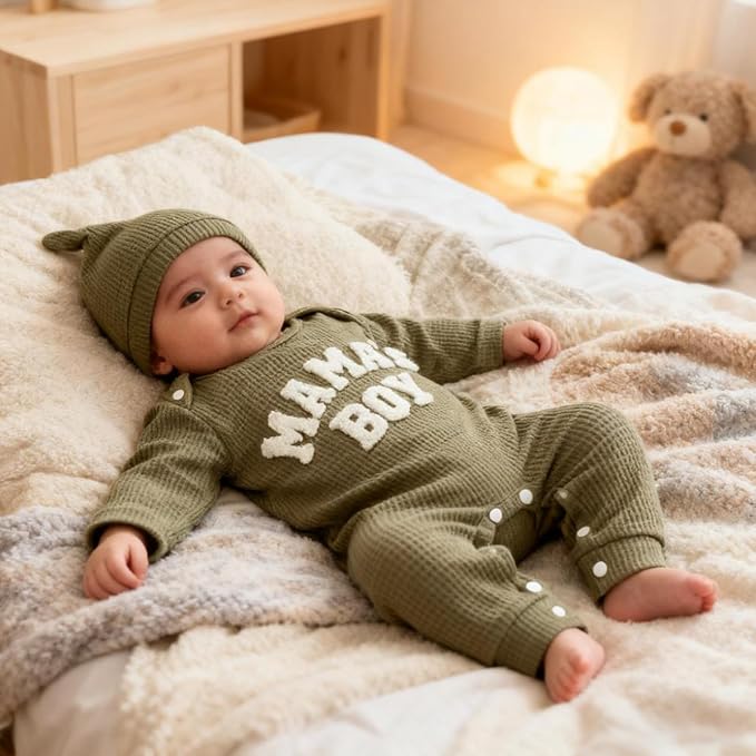 GRNSHTS Newborn Baby Boy Romper Coming Home Outfits Letter Print Bodysuit - Image 7
