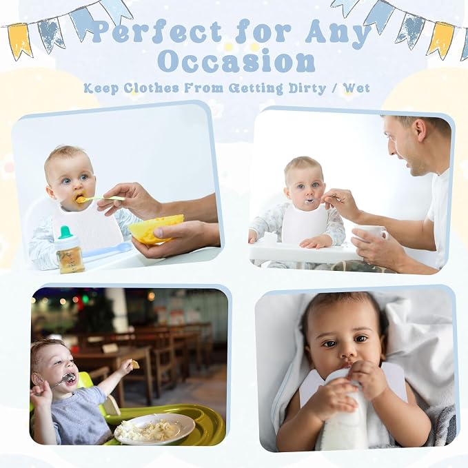 Toulite 30 Pcs White Bibs for Baby Washable Reusable Waterproof Cotton Feeder - Image 4