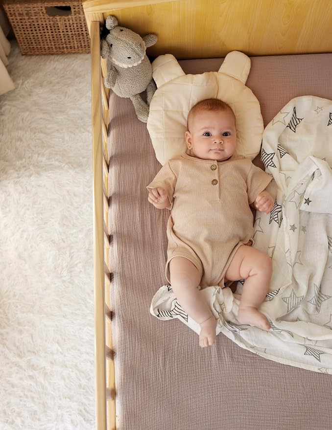 Momcozy Muslin Mini Crib Sheets Fitted - Image 7