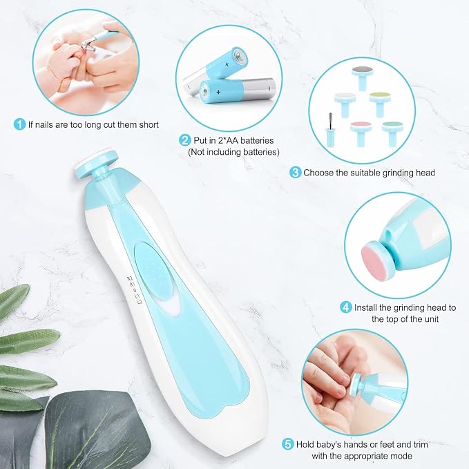 Baby Nail Trimmer Electric-12 in 1 Baby Nail Clippers Safe Baby Nail File Kit - Image 5