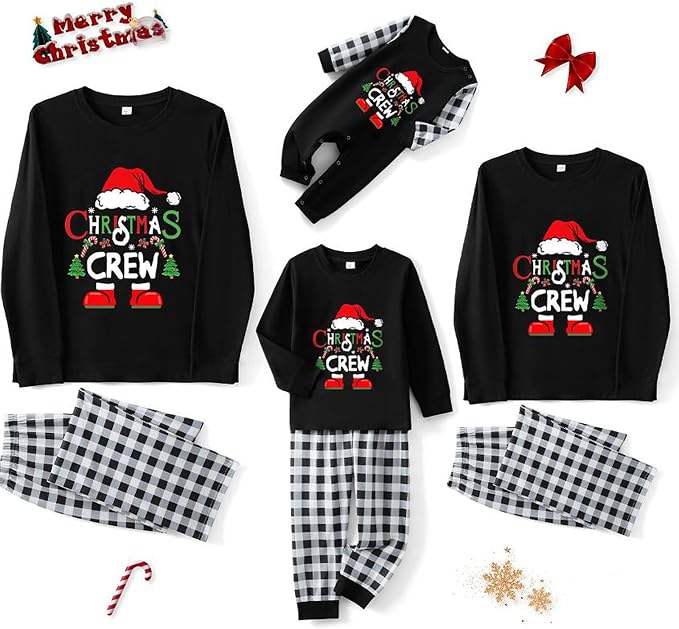 Awoscut Christmas Family Matching Pajamas Christmas Pjs Holiday Nightwear - Image 5