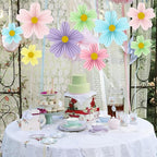 YUNXUAN Pastel Party Decorations Paper Fan Paper Flowers Decorations - Image 6
