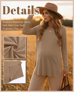 Riyiper 3 Pack Women's Maternity Long Sleeve T-Shirts Round Neck Side Split - Image 3