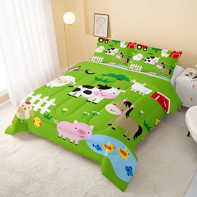 QOOMO Farm Animal Comforter, Pig Cow Sheep Comforter Set - Image 3