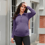 GINKANA Maternity Women's Long Sleeve Shirt Half Zipper Lapel Lightweight - Image 4