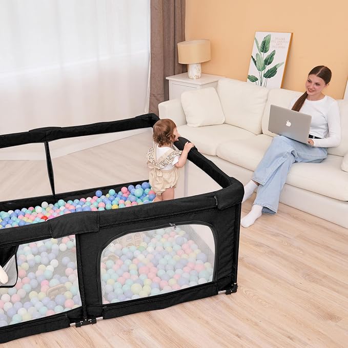 Foldable Baby Playpen with Gate, Extra Large Collapsible Play Yard - Image 6