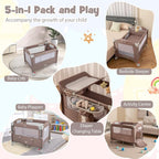BABY JOY 5-in-1 Pack and Play, Portable Baby Bedside Sleeper - Image 2