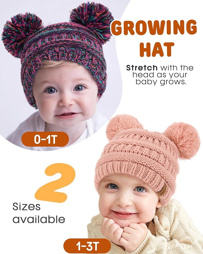 FURTALK Baby Winter Knitted Beanie Hat Soft Warm Lined Pom Pom - Image 3
