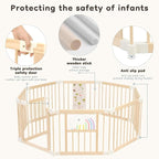 Foldable Wooden Baby Playpen Activity Center, Adjustable Size & Shape Portable - Image 5