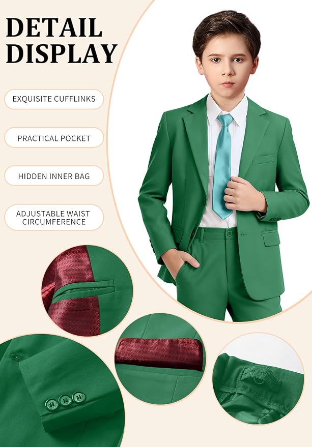 Boys Formal Suit Set 4 Pieces Kids Tuxedo Ring Bearer Outfit - Image 3