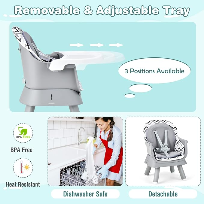 HONEY JOY 8 in 1 Baby High Chair, Convertible Highchair - Image 4