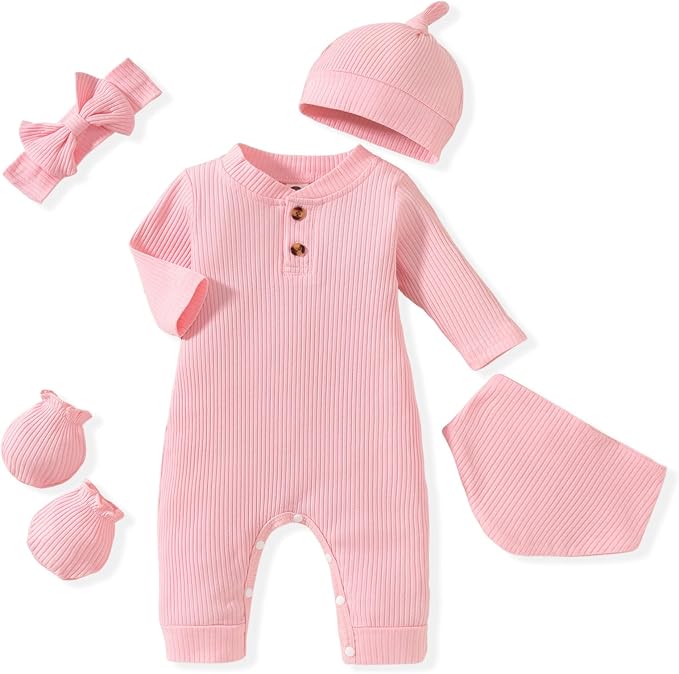 Aalizzwell Newborn Baby Ribbed Romper by Aalizzwell