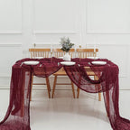 DOLOPL Christmas Table Runner Burgundy Cheesecloth Table Runner 13.3ft Boho - Image 6