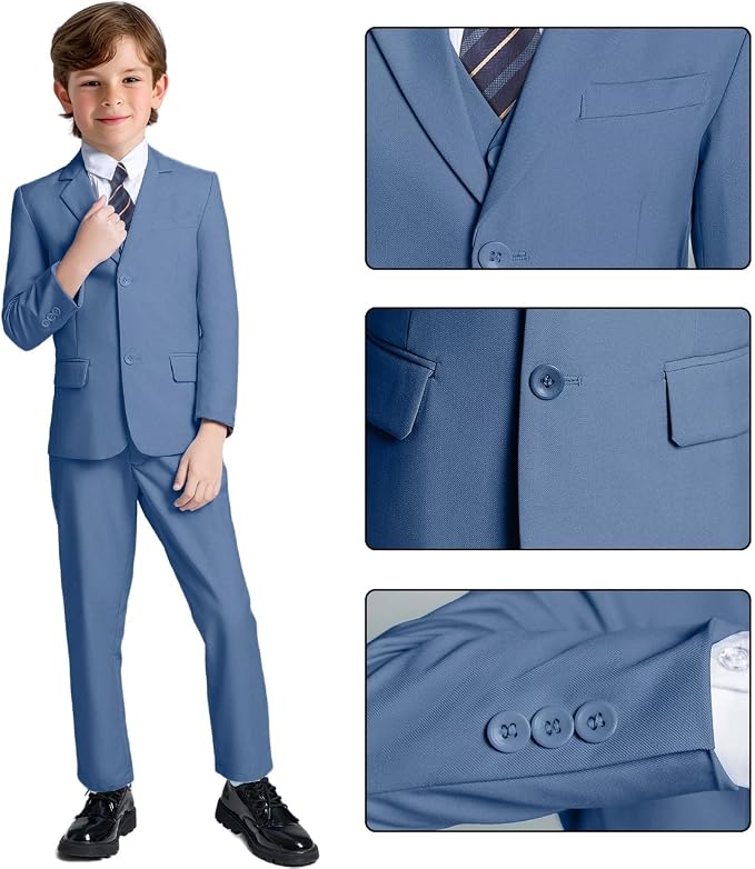 Boys Suit for Kids Teens Formal 5 Piece Tuxedo Suit Set - Image 3