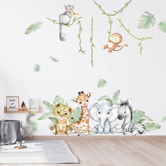 59.05x53.14 Inch Woodland Animals Wall Decals Forest Animal Wall Decal Elephant - Image 3
