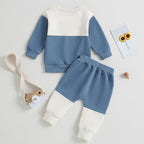 Toddler Baby Boy Fall Clothes Waffle Contrast Color Sweatshirt Pants Sets - Image 4