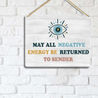 Evil Eye Decor Wooden Hanging Plaque, May All Negative Energy Be Returned to - Image 4