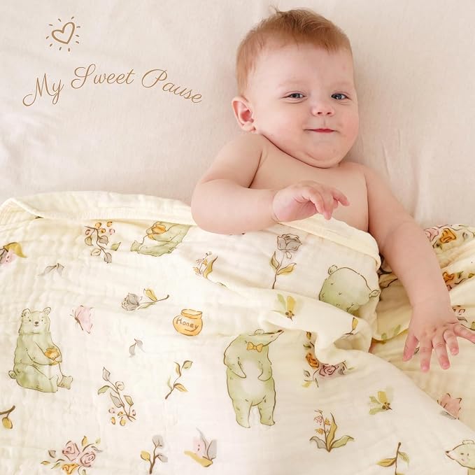 Muslin Bamboo Viscose Baby Blanket, Ultra Soft All-Purpose Unisex 43 x 43 inches - Image 2