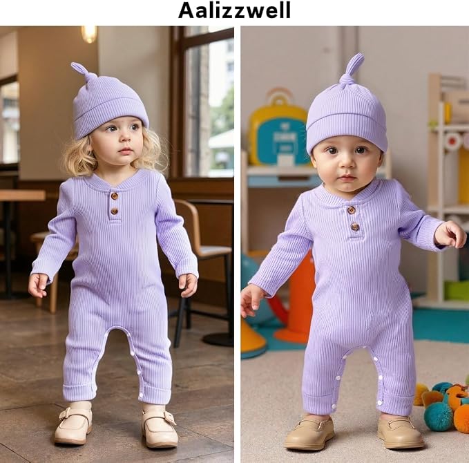 Aalizzwell Newborn Baby Ribbed Romper - Image 2